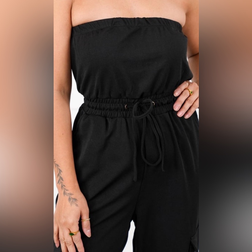 Love poem solid strapless cargo jogger jumpsuit size medium - Picture 14 of 16